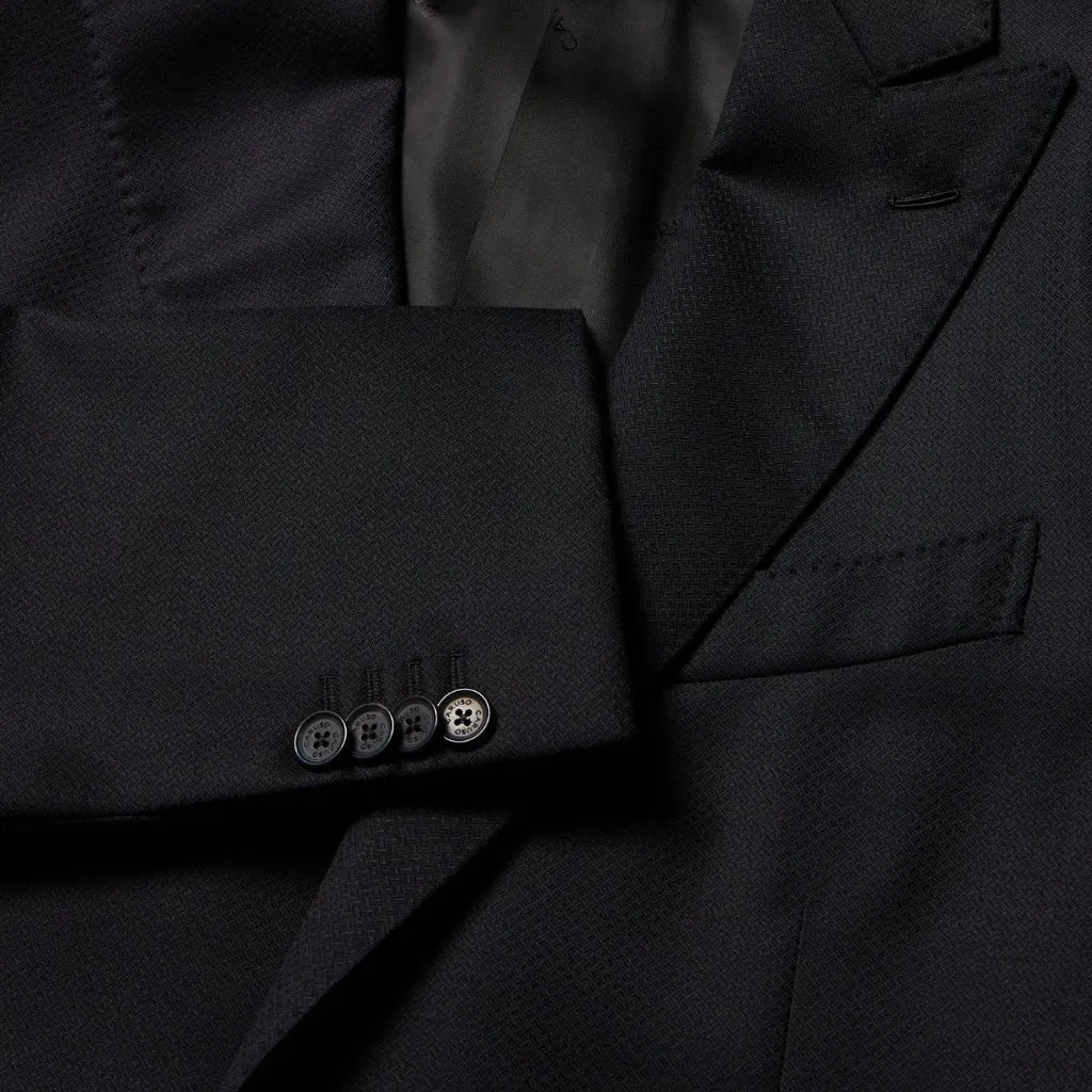 HENRY SARTORIAL X CARUSO Peak Lapel Blazer BLACK REG