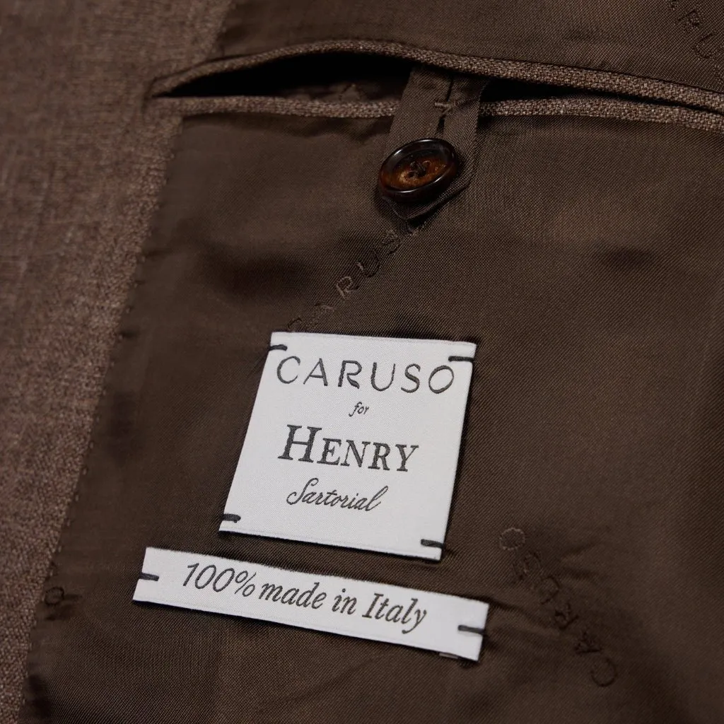 HENRY SARTORIAL X CARUSO Single Breasted 2 Button Blazer BROWN REG