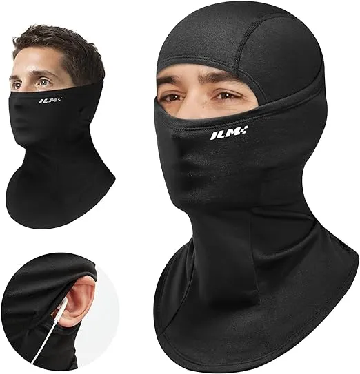 ILM Balaclava Motorbike for Men and Women - Balaclava Face Mask for Ski Snowboard Cycling Motorcycle Working Cold Weather Snow Mask, Black