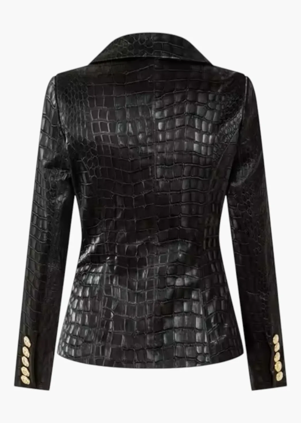 Iris Crocodile Pattern Eco-Leather Blazer