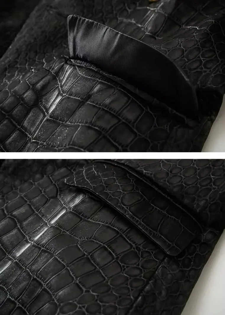 Iris Crocodile Pattern Eco-Leather Blazer