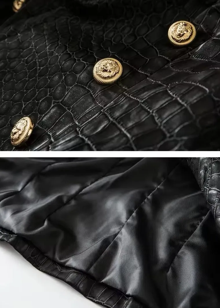 Iris Crocodile Pattern Eco-Leather Blazer