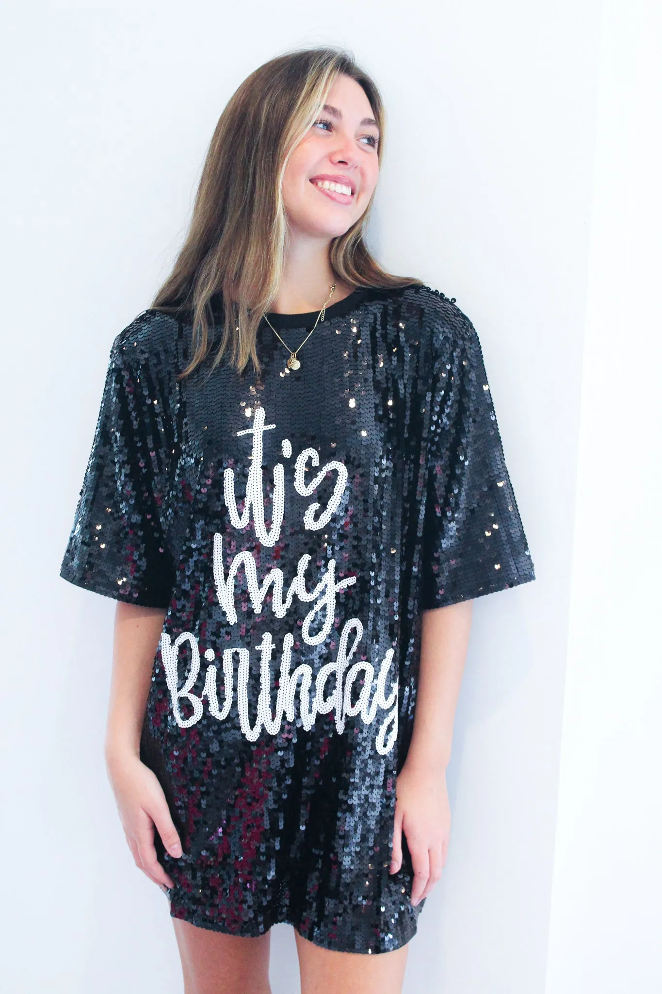 It's My Birthday Sequin Dress- Black