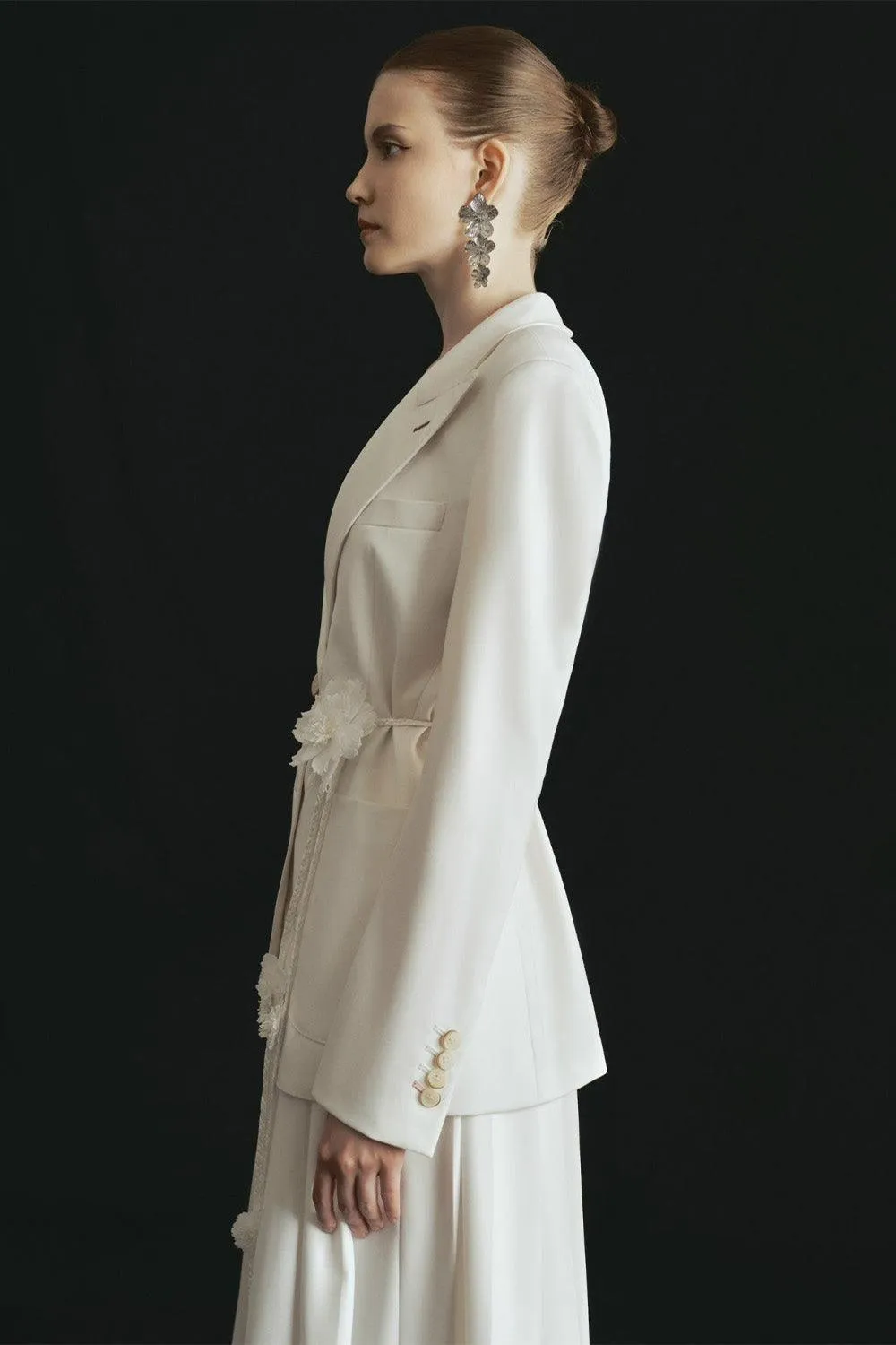 Jasmine Straight Patch Pocket Poly Wool Blazer