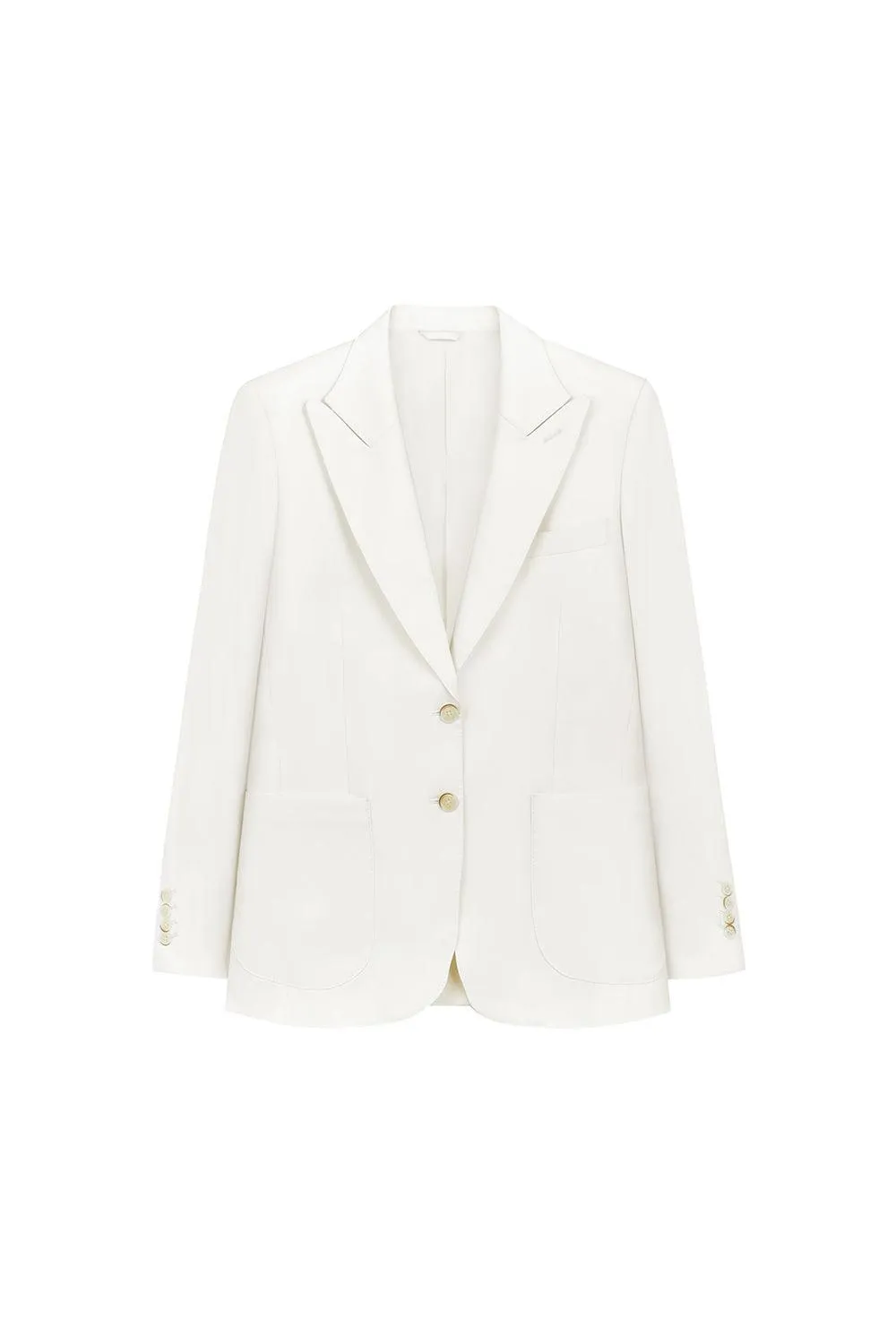 Jasmine Straight Patch Pocket Poly Wool Blazer