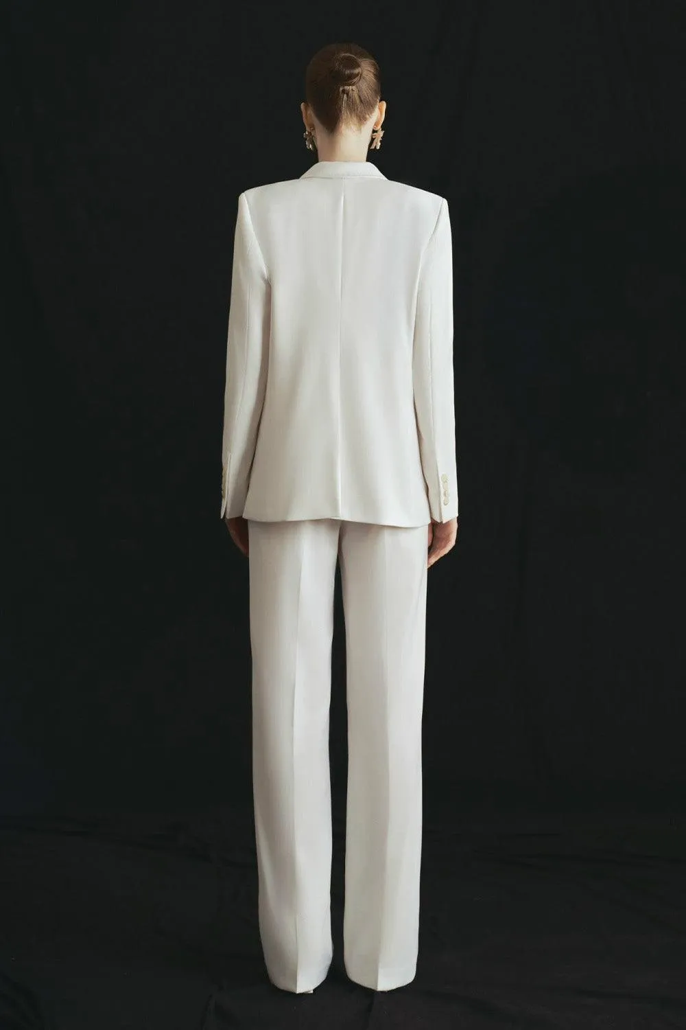 Jasmine Straight Patch Pocket Poly Wool Blazer