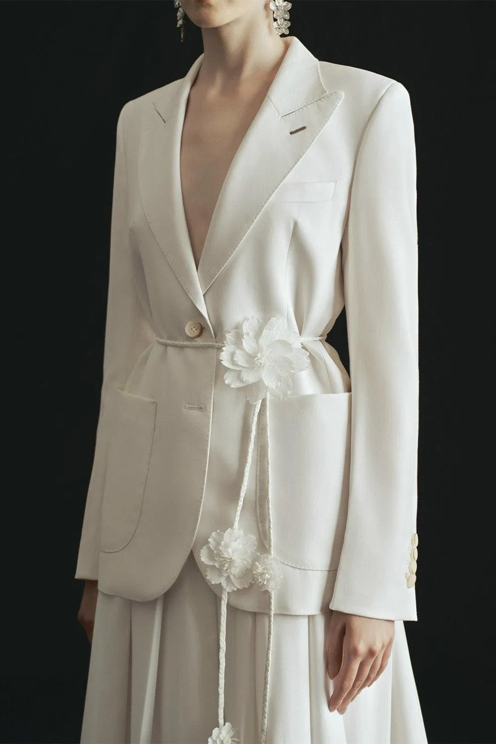 Jasmine Straight Patch Pocket Poly Wool Blazer