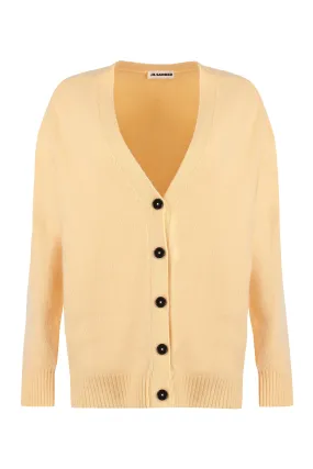 JIL SANDER Stylish SS24 Merino Wool Cardigan for Women in Vibrant Orange