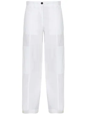 JIL SANDER White Cotton Wide-Leg Cargo Pants for Women - SS23 Collection