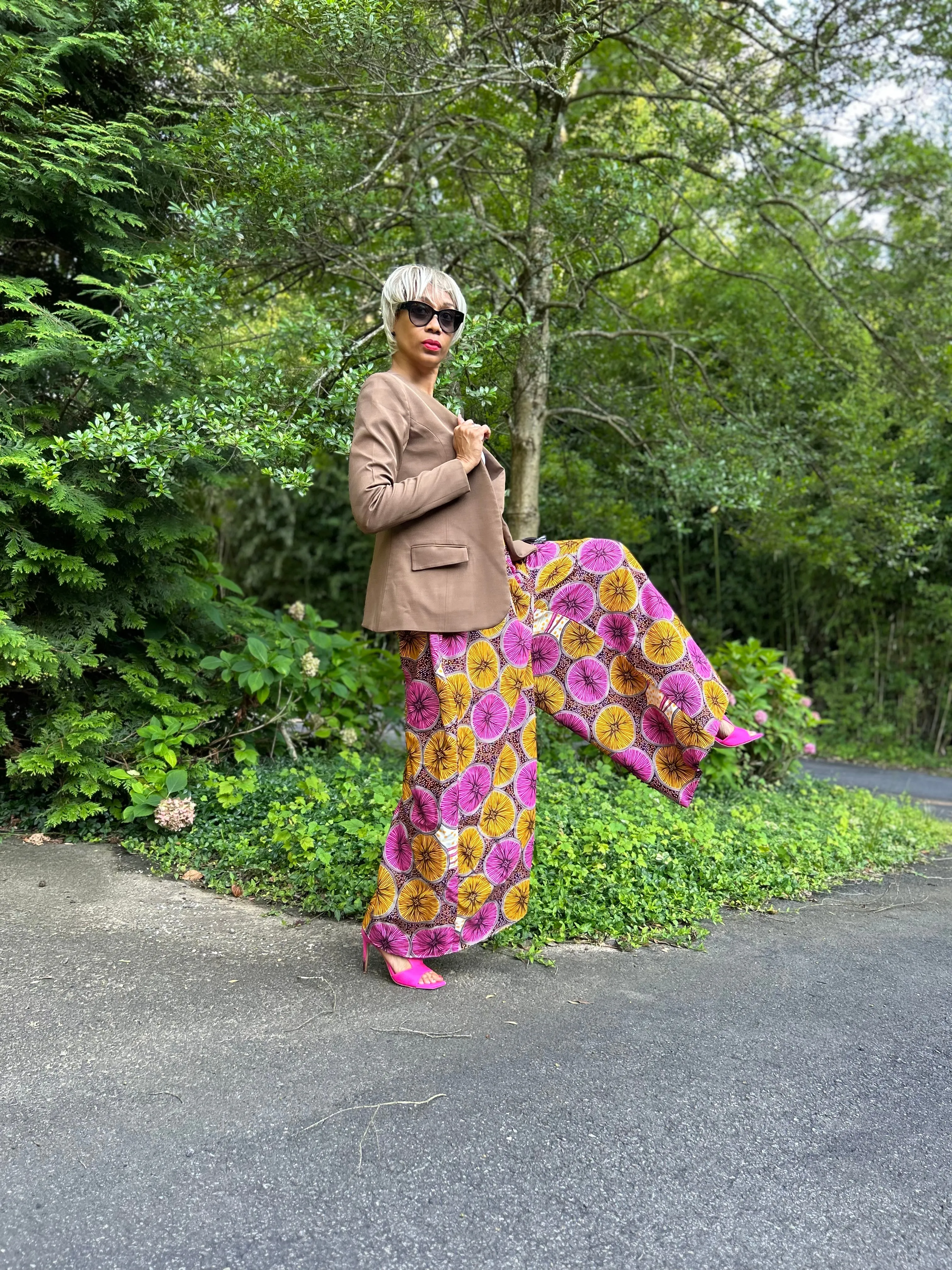 Kamala Tan Blazer with Hand Woven Aso Oke Side Detail