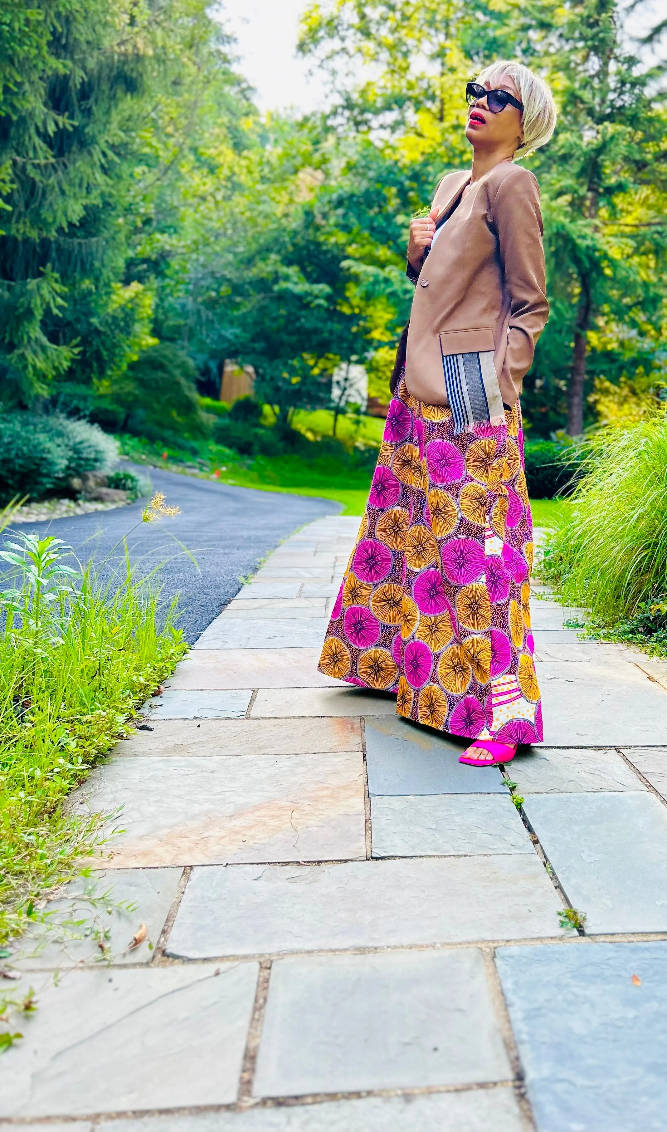 Kamala Tan Blazer with Hand Woven Aso Oke Side Detail