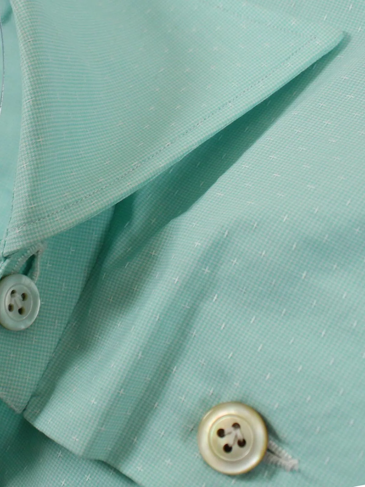Kiton Short Sleeve Shirt Mint Green Pattern 44 - 17 1/2 REDUCED SALE