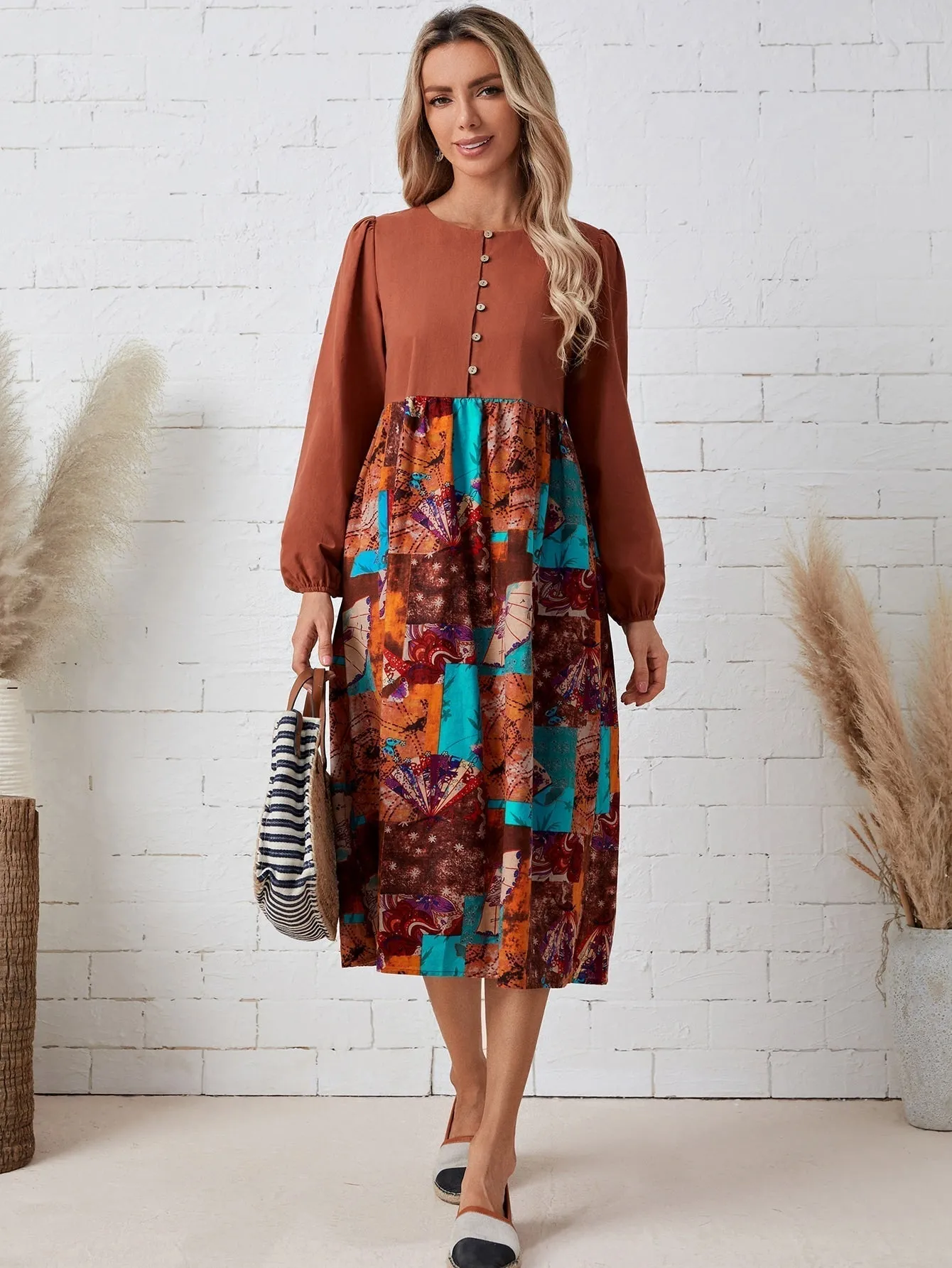 KittenAlarm - Patch Work Print Dress