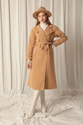 KKT Maxi Length Women's Tan Trench Coat - Hildesheim
