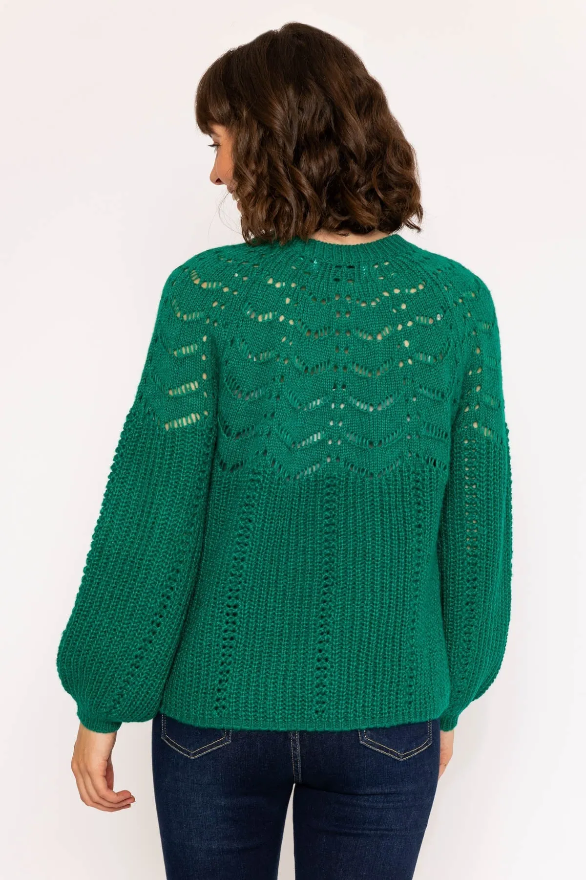 Knit Jumper with Bell Sleeves in Green