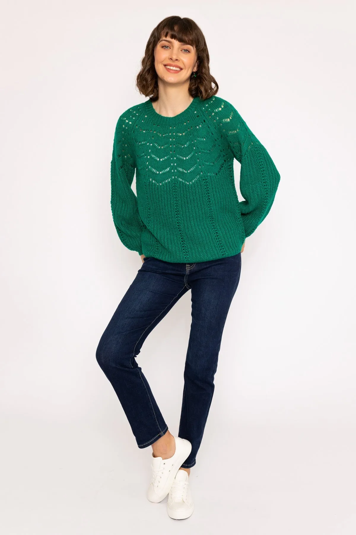 Knit Jumper with Bell Sleeves in Green