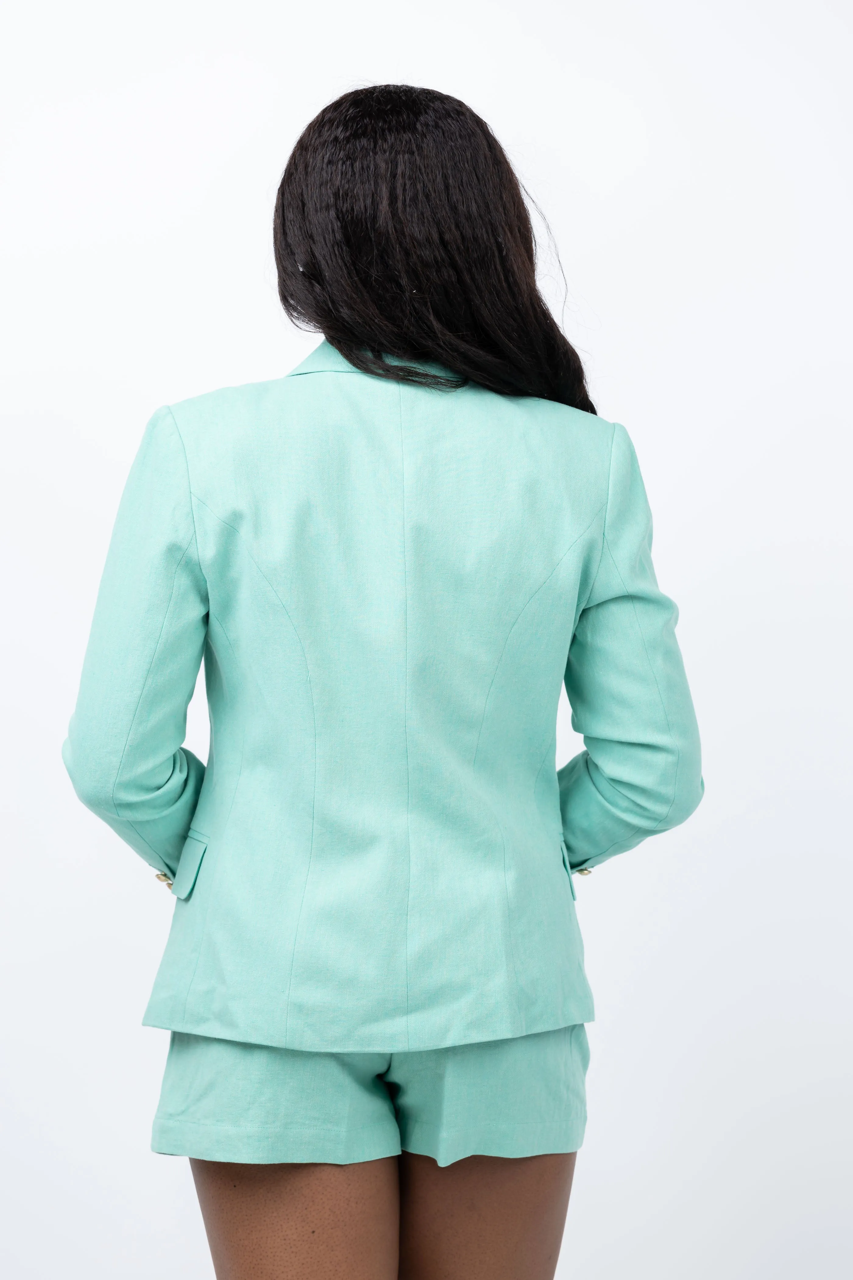 L'AGENCE Kenzie Double Breasted Blazer in Seafoam