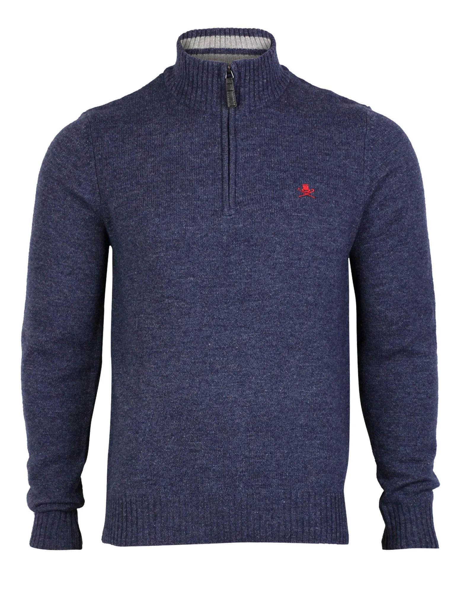 Lamb Wool Blend Funel Neck Jumper in Blue