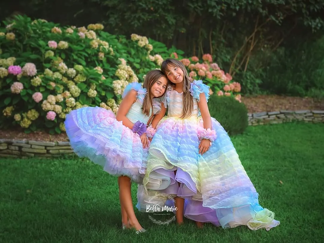 LEILA "Ruffled Rainbow" -   Petal Dress ( 6 Year - Petite 7 Year)