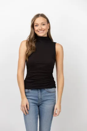 Lilla P Shirred Mock Tank in Black
