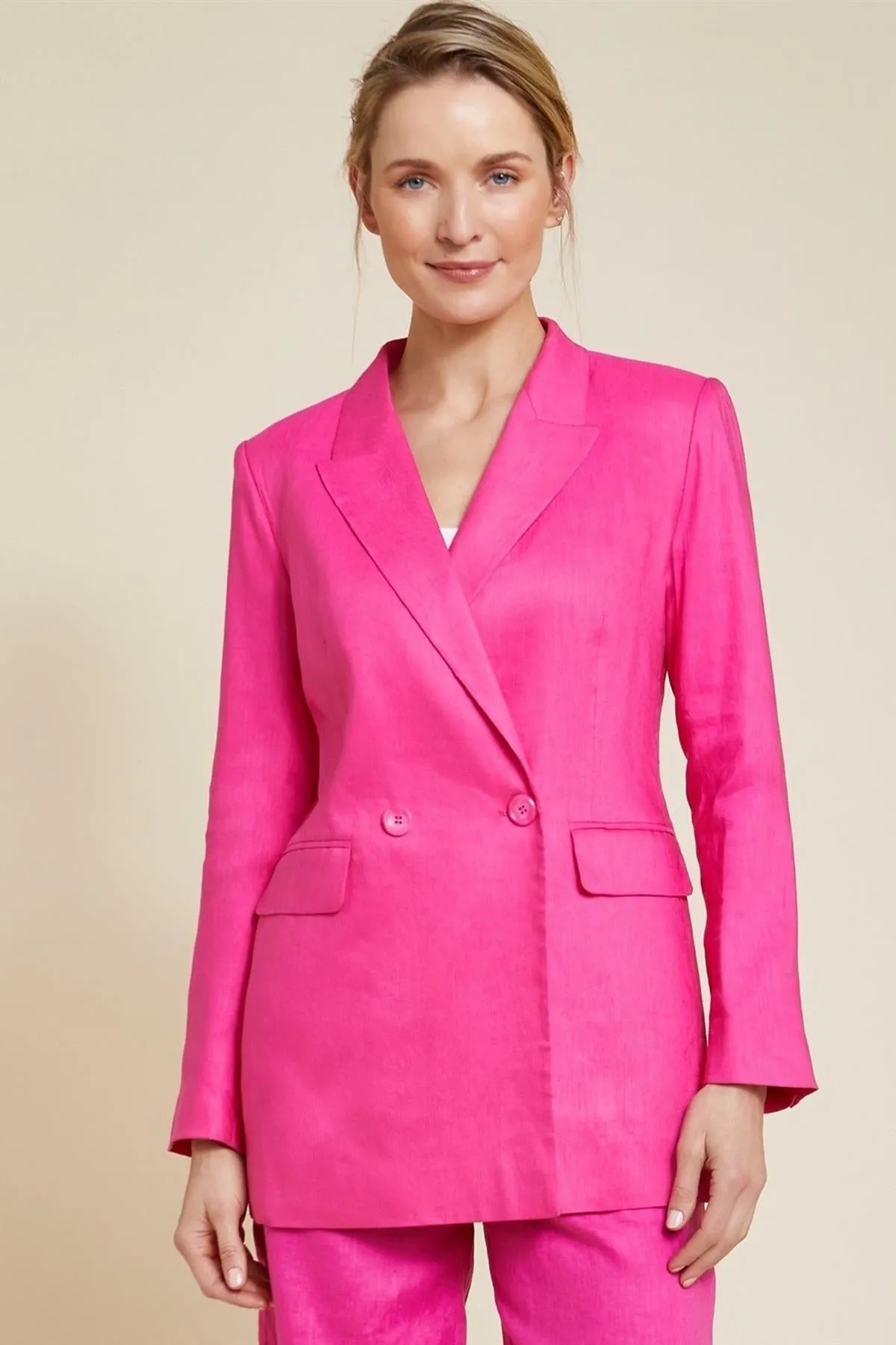 Linen Double-Breasted Blazer