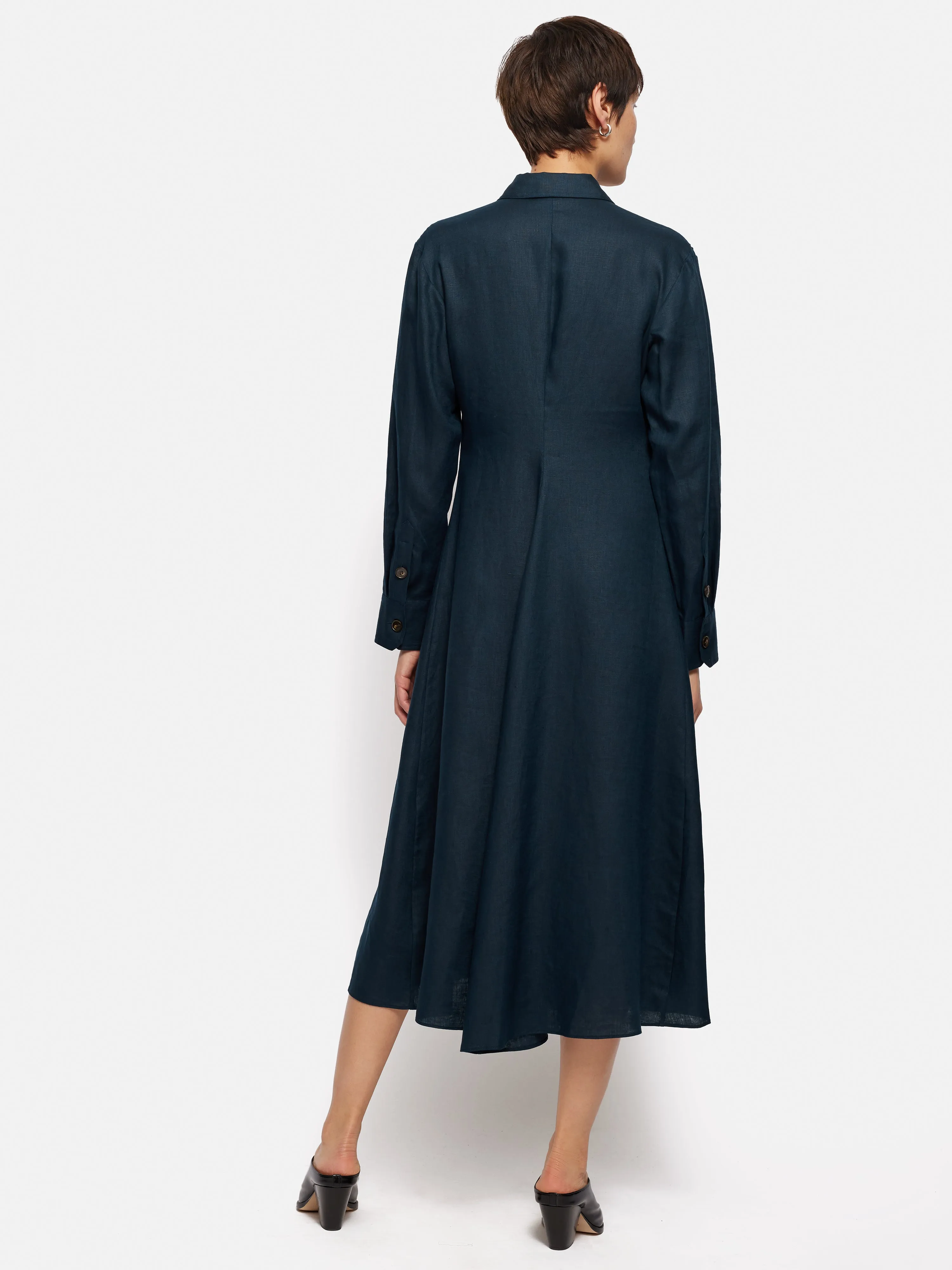 Linen Shirt Dress | Navy