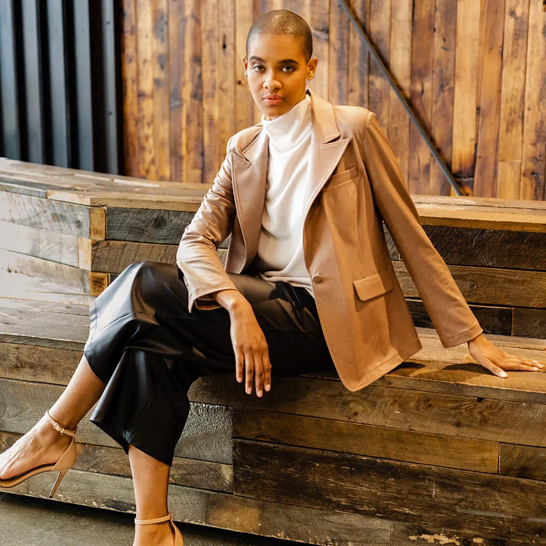 liquid leather blazer - Taupe