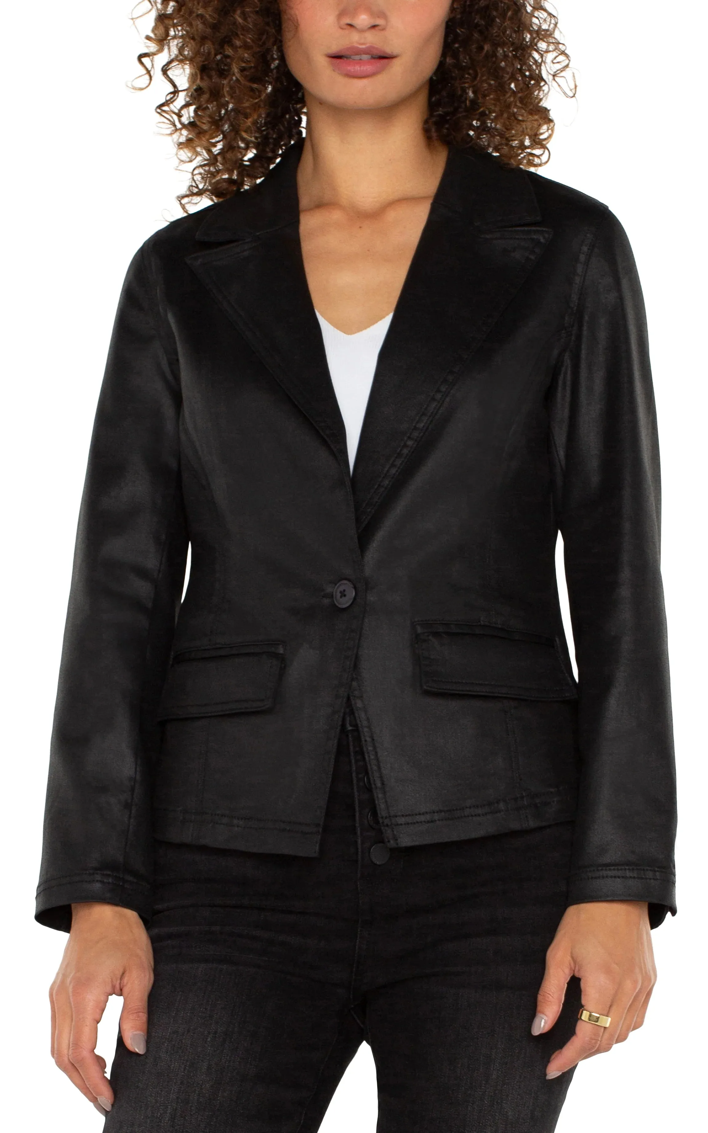 Liverpool Coated Notch Collar One Button Blazer