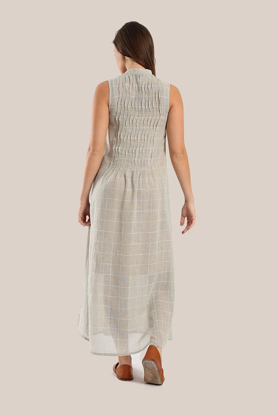 Long shirt dress with round collar