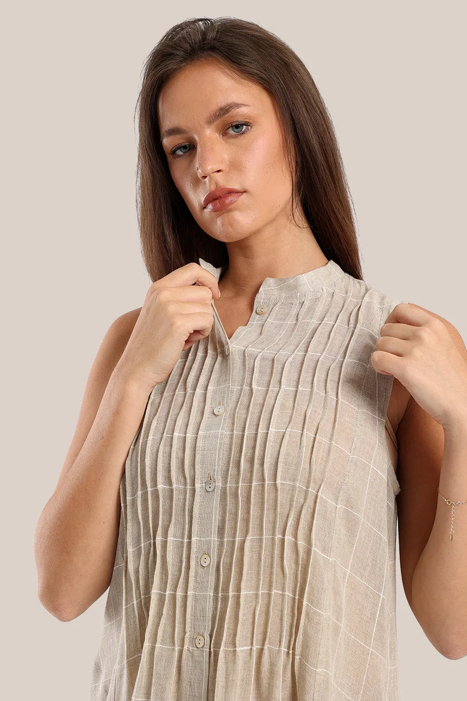 Long shirt dress with round collar