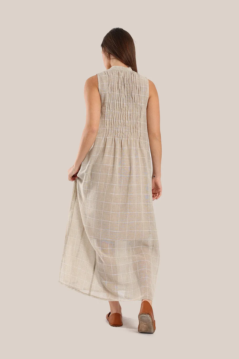 Long shirt dress with round collar