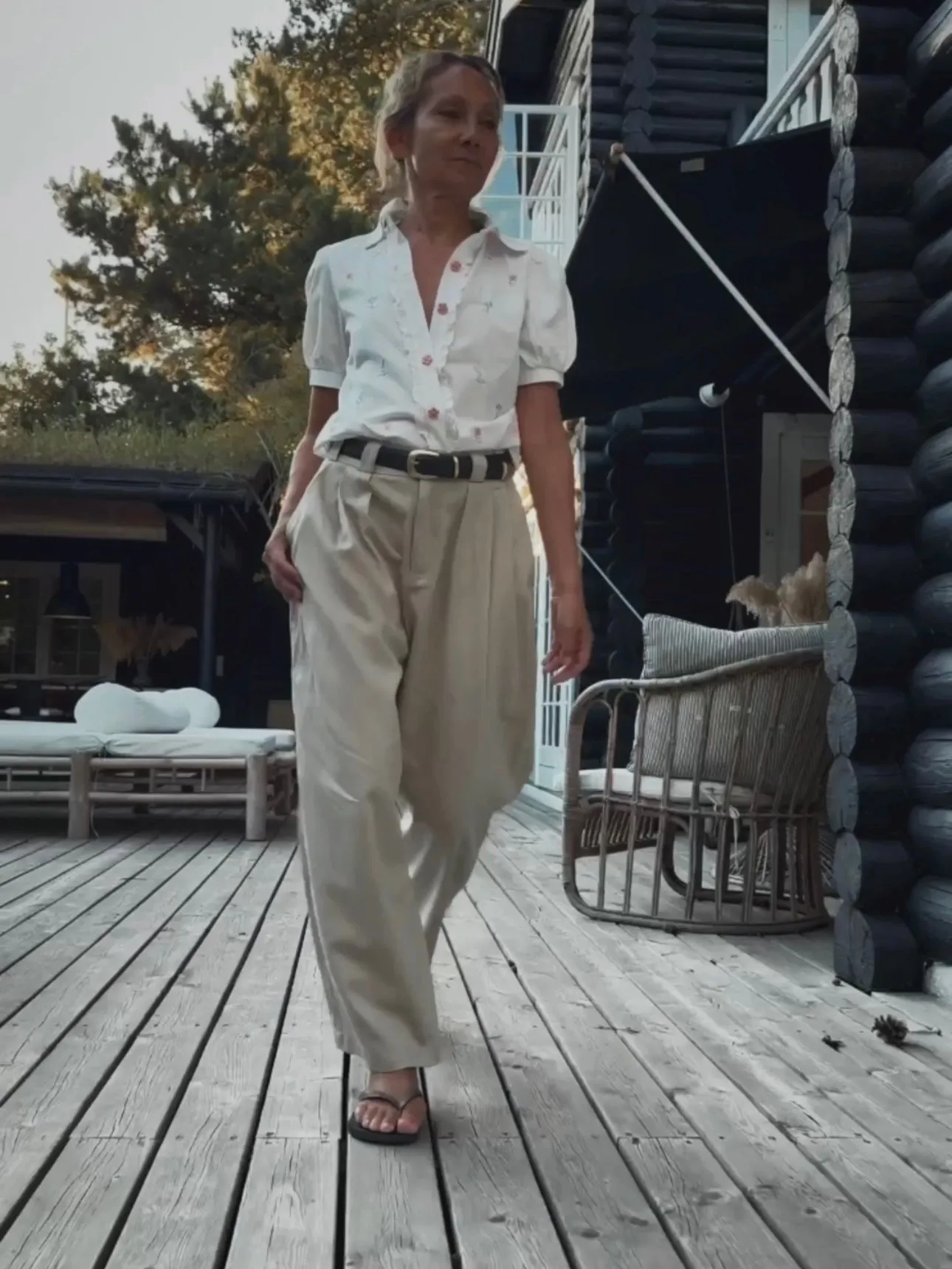 LOOSE CHINO WITH BELT - LIGHT SAND