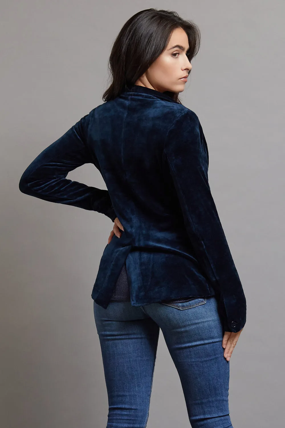 Majestic Velour One Button Blazer in Ombra