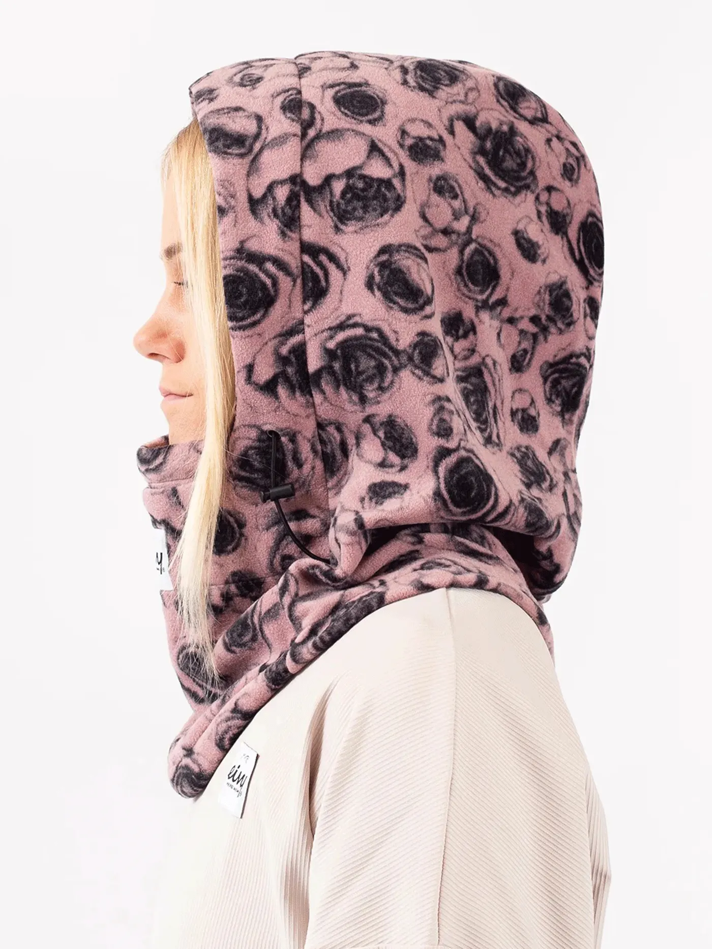 Mandy Fleece Charcoal Woodrose Hood