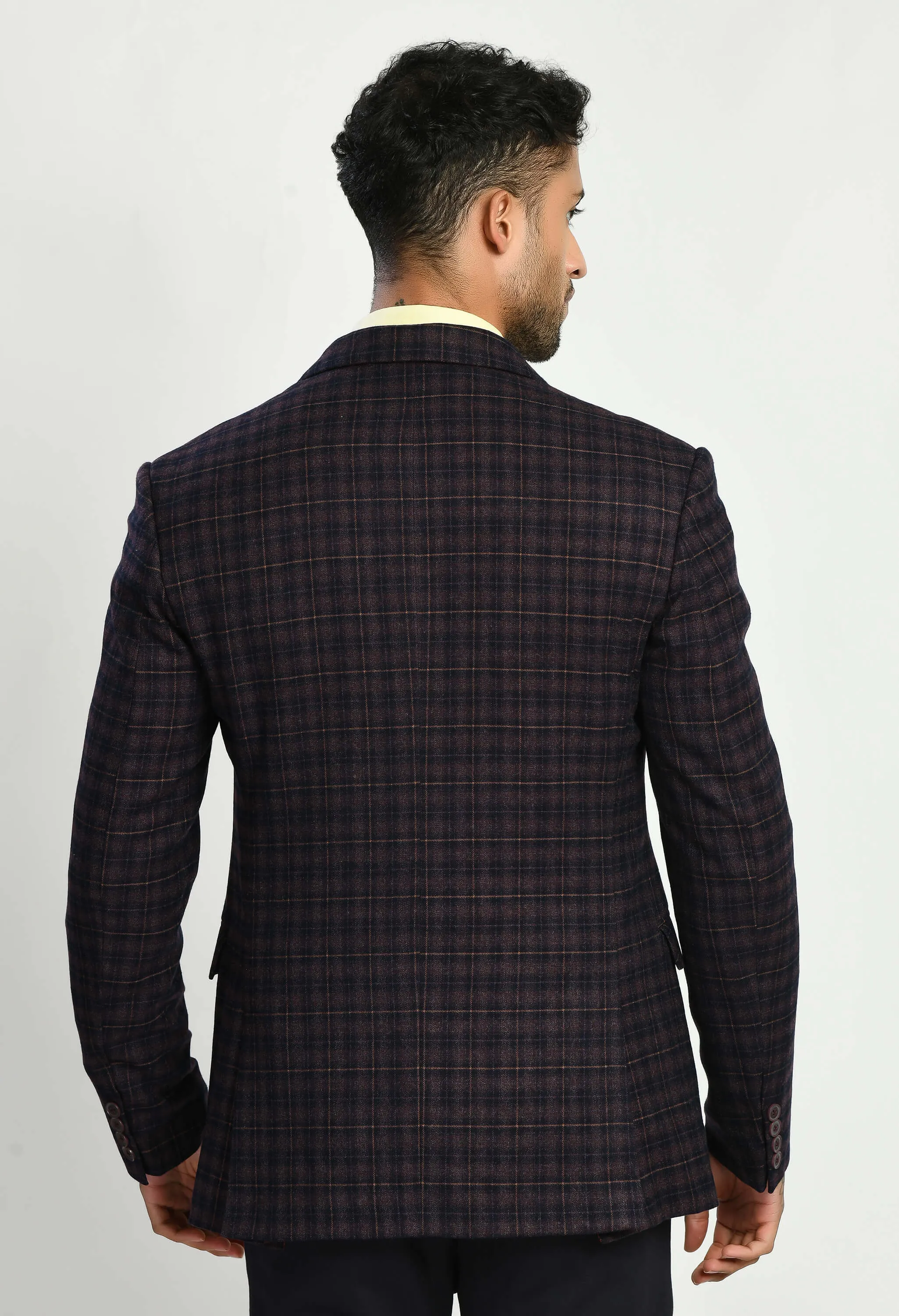 Maroon Single Breasted Blazer with Notched Lapel