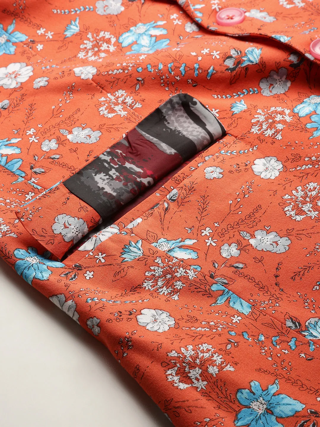 Men Coral Printed Blazer