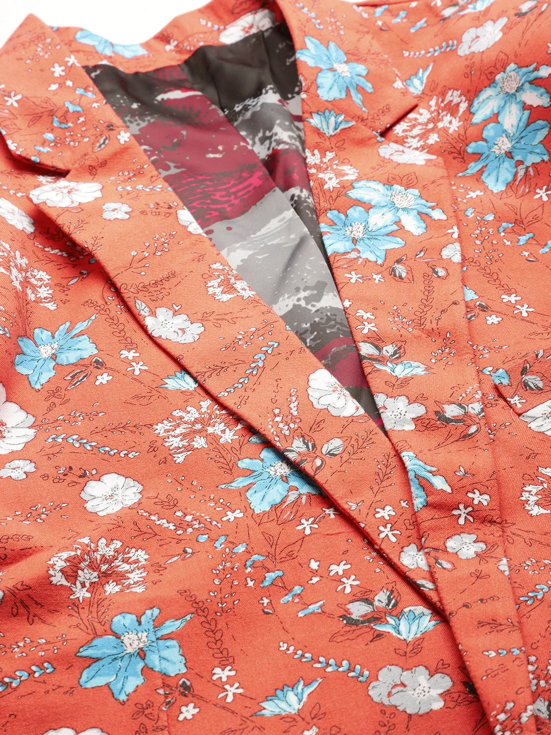 Men Coral Printed Blazer