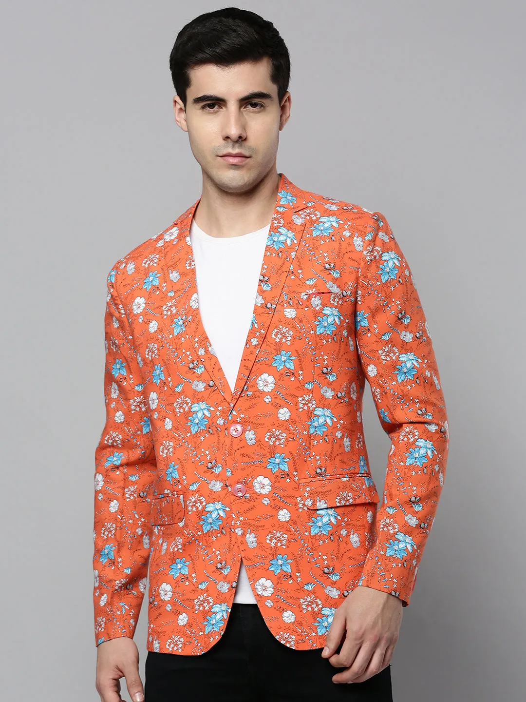 Men Coral Printed Blazer