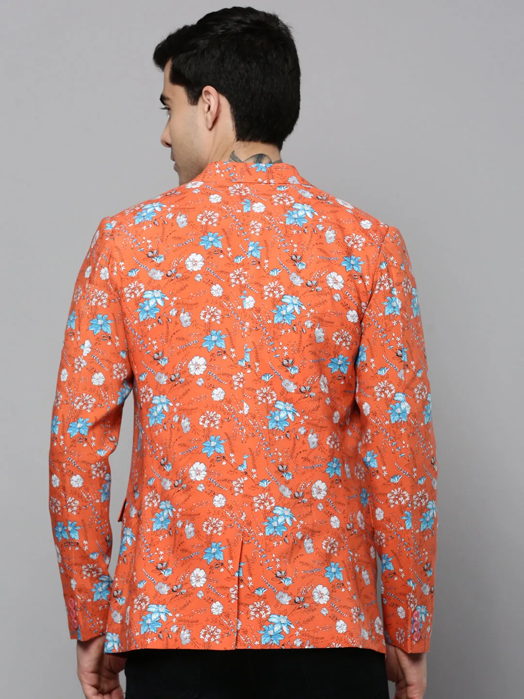 Men Coral Printed Blazer