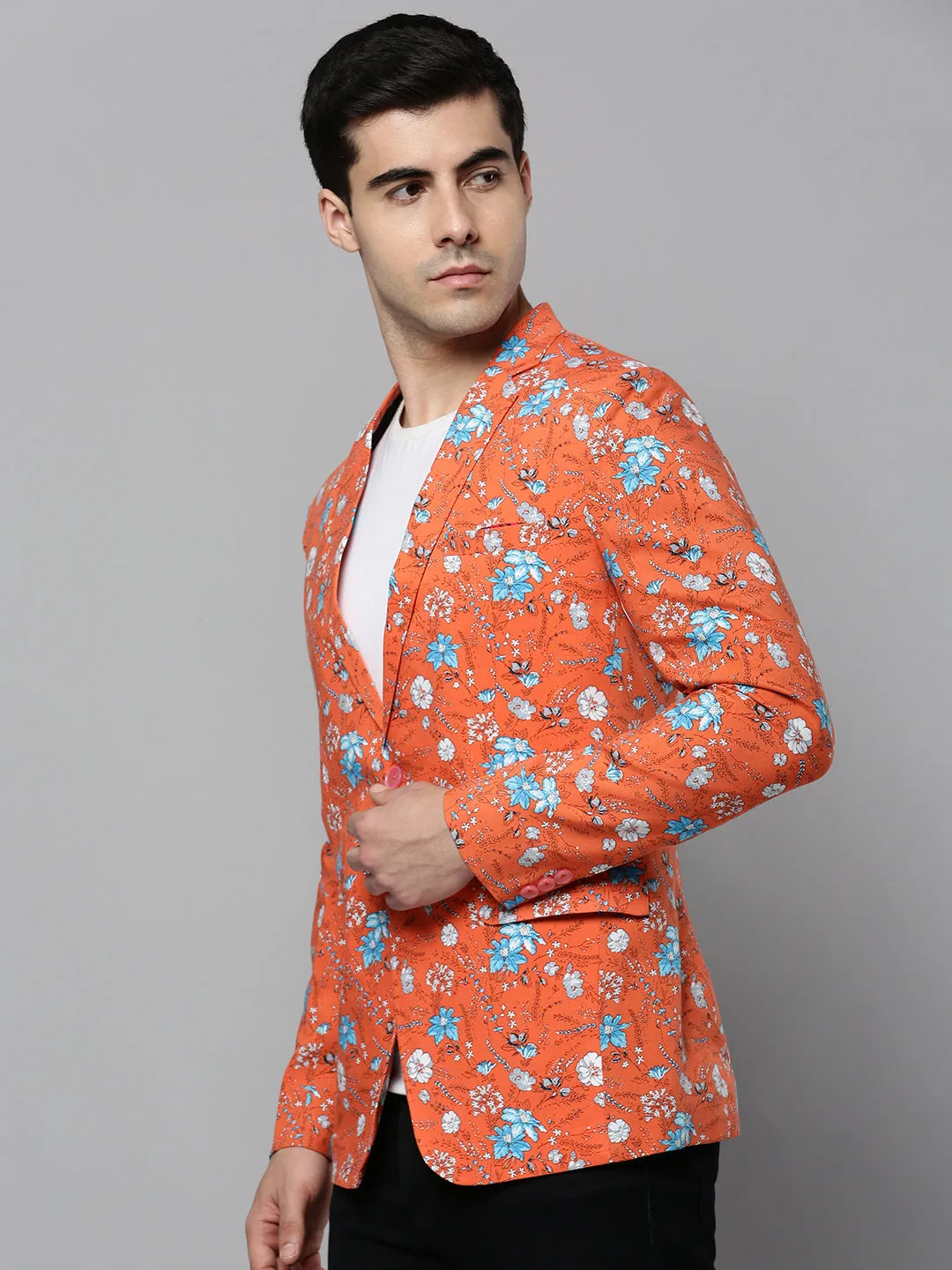 Men Coral Printed Blazer