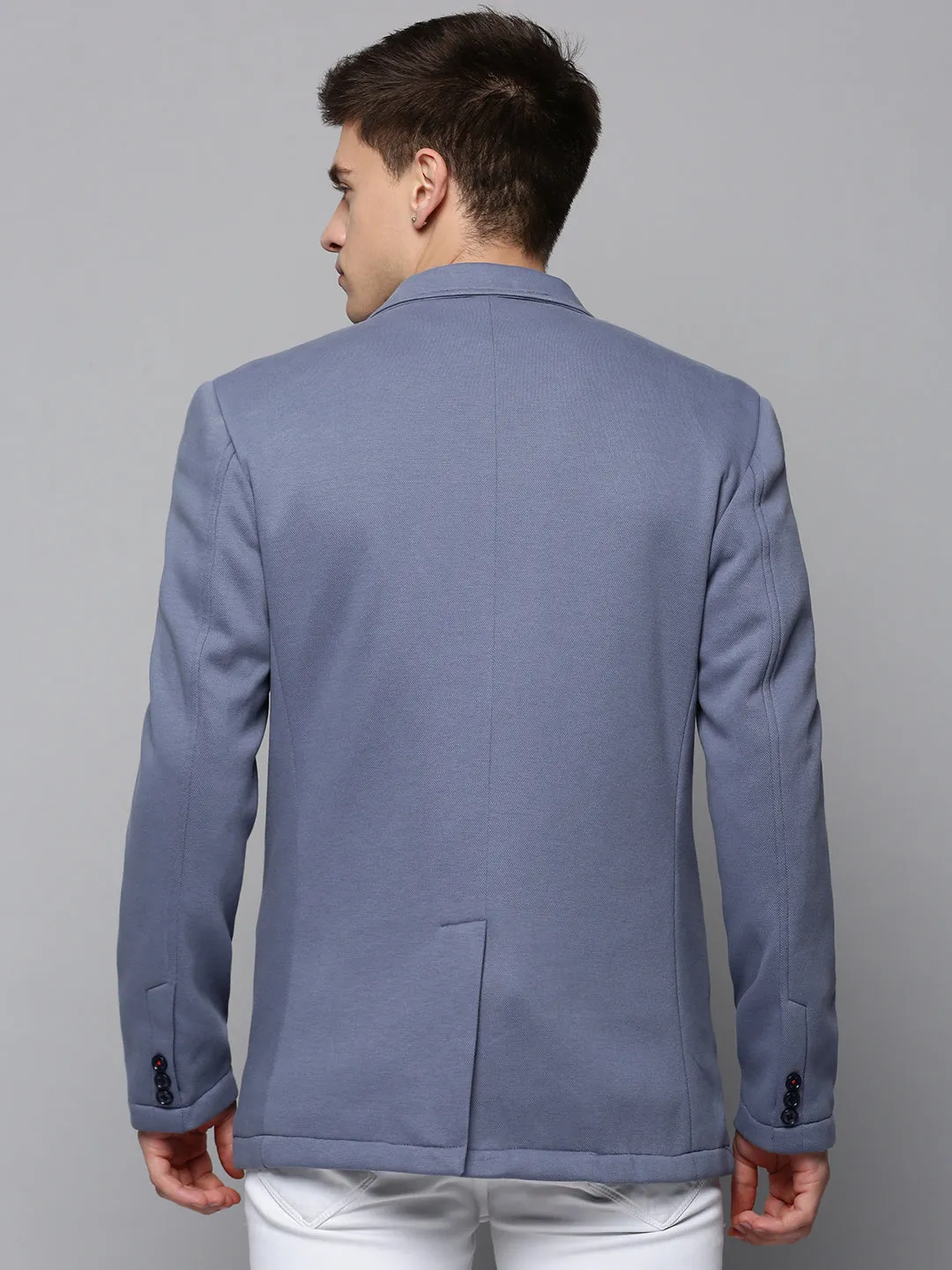 Men Grey Solid Blazer