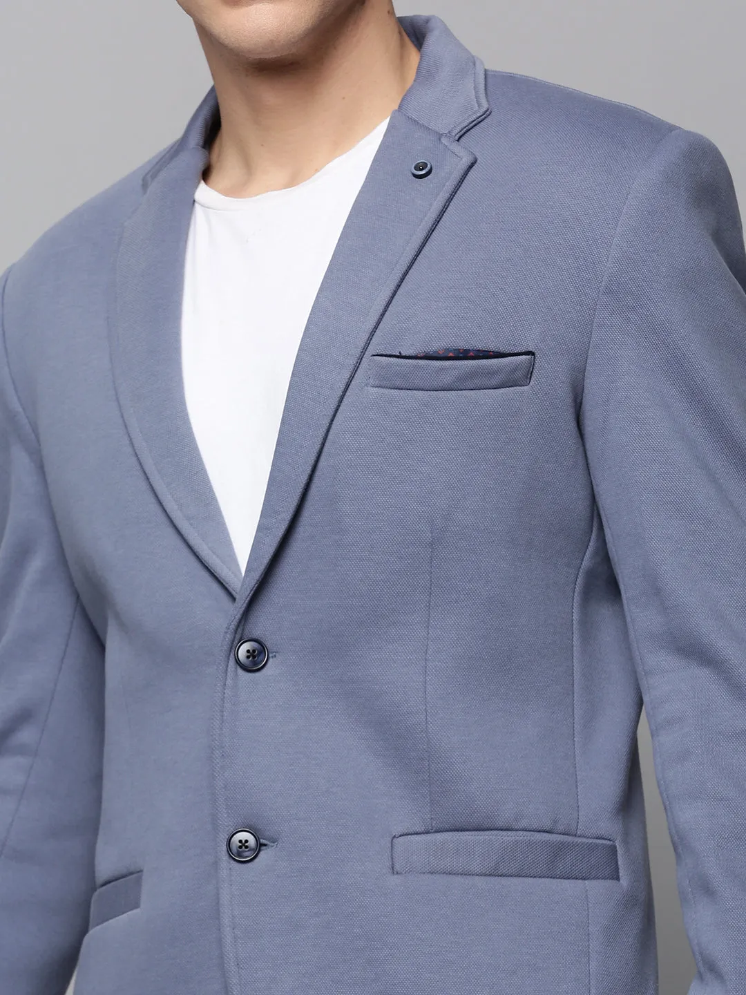 Men Grey Solid Blazer