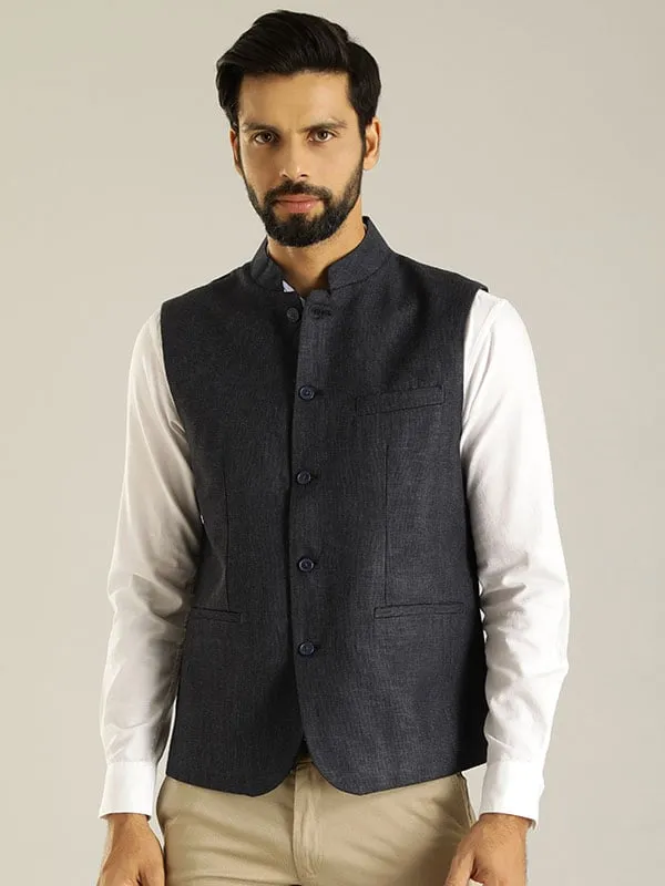 Men Sleeveless Solid Casual Blazer