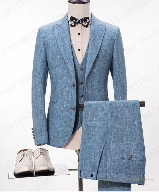 Men Suit Linen Beige For Beach Wedding Casual Man Blazer Custom Groom Tuxedo Jacket Pants Set Mens Suits 3 Pieces