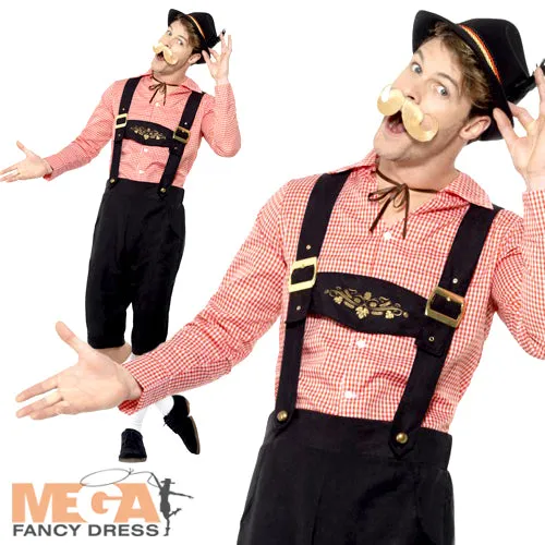 Men's Bavarian Beer Guy German Oktoberfest Lederhosen Fancy Dress Costume