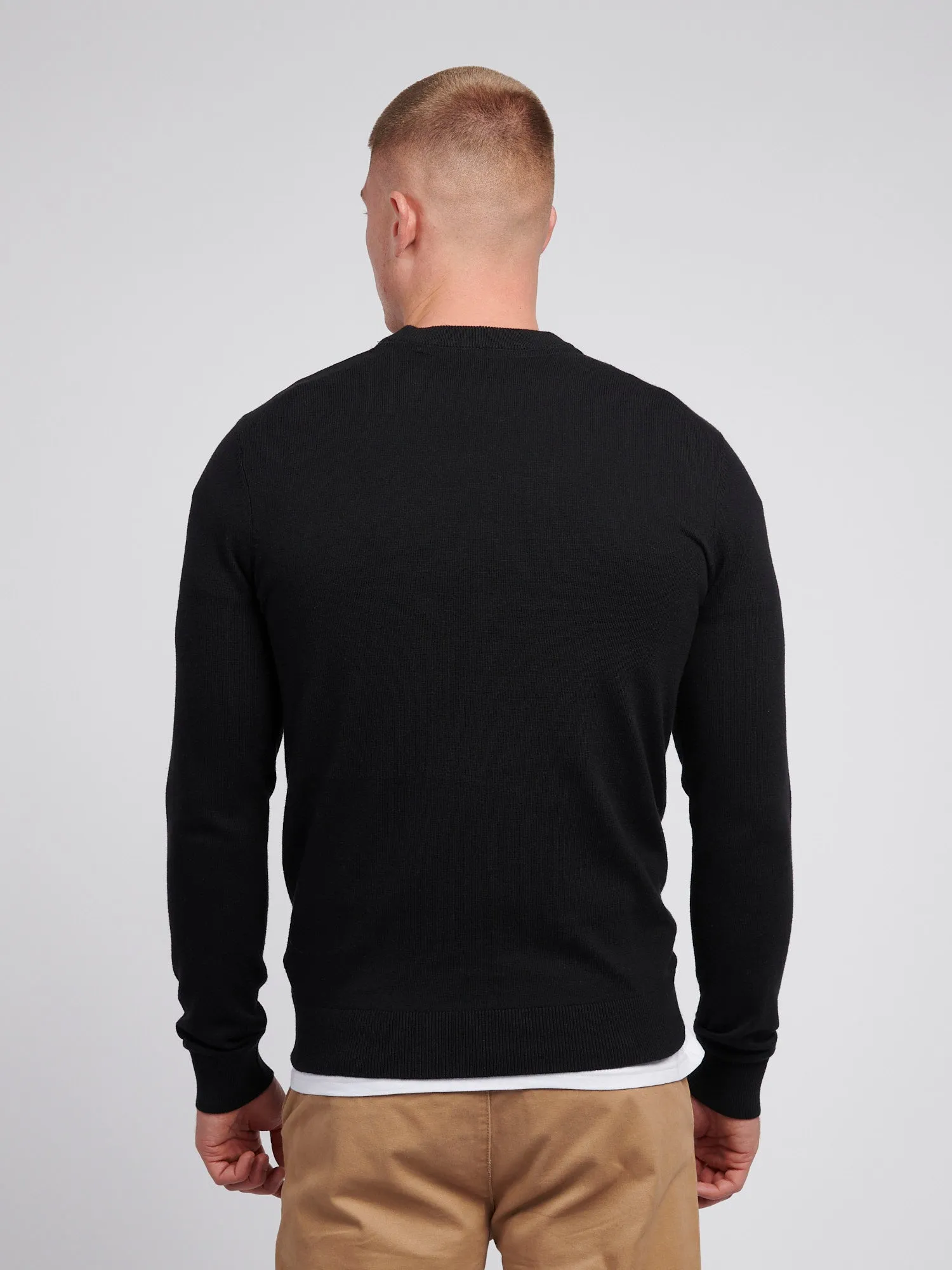 Mens Cotton Crewneck in Black Bright White DHM