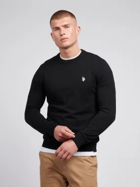 Mens Cotton Crewneck in Black Bright White DHM