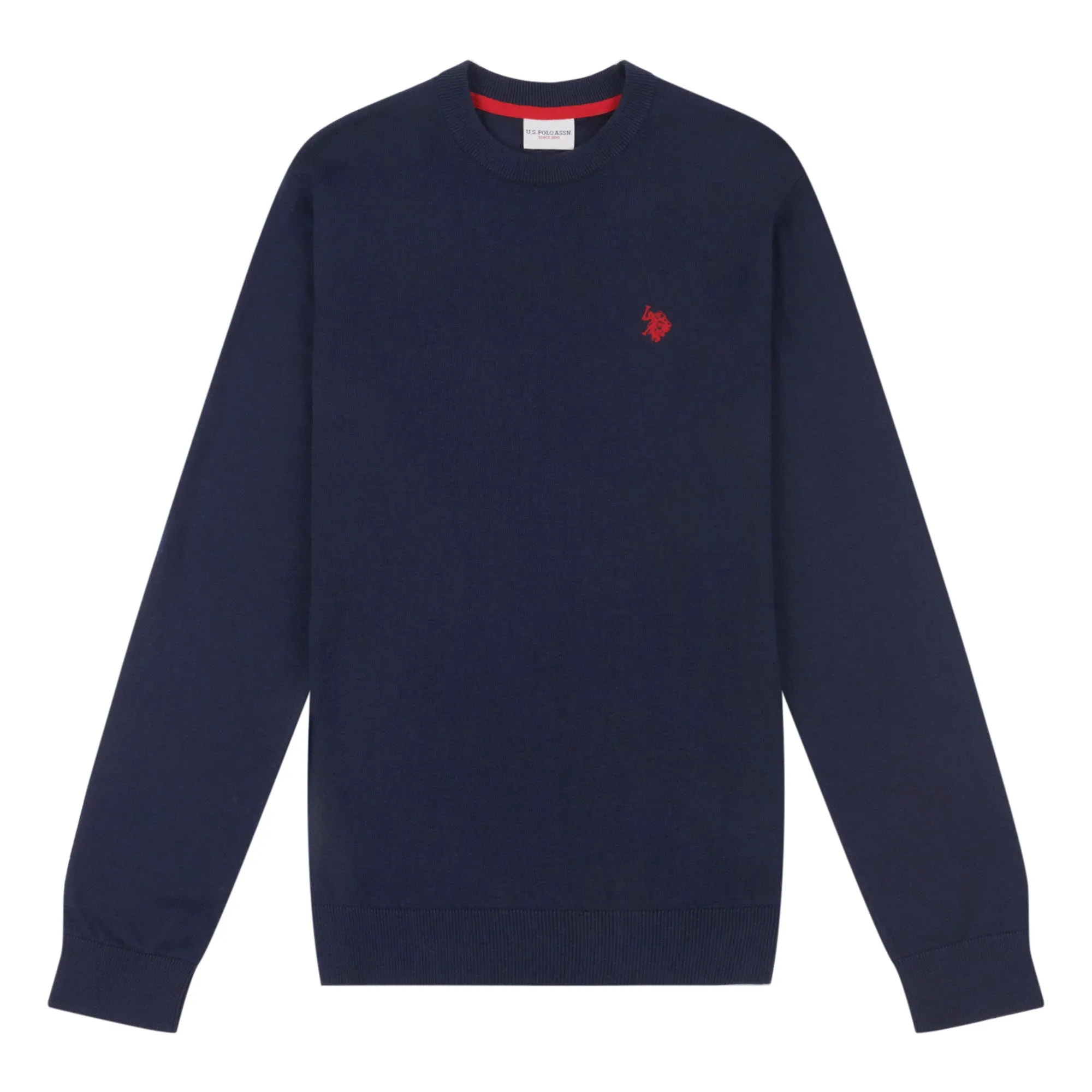 Mens Cotton Crewneck in Navy Blazer / Haute Red