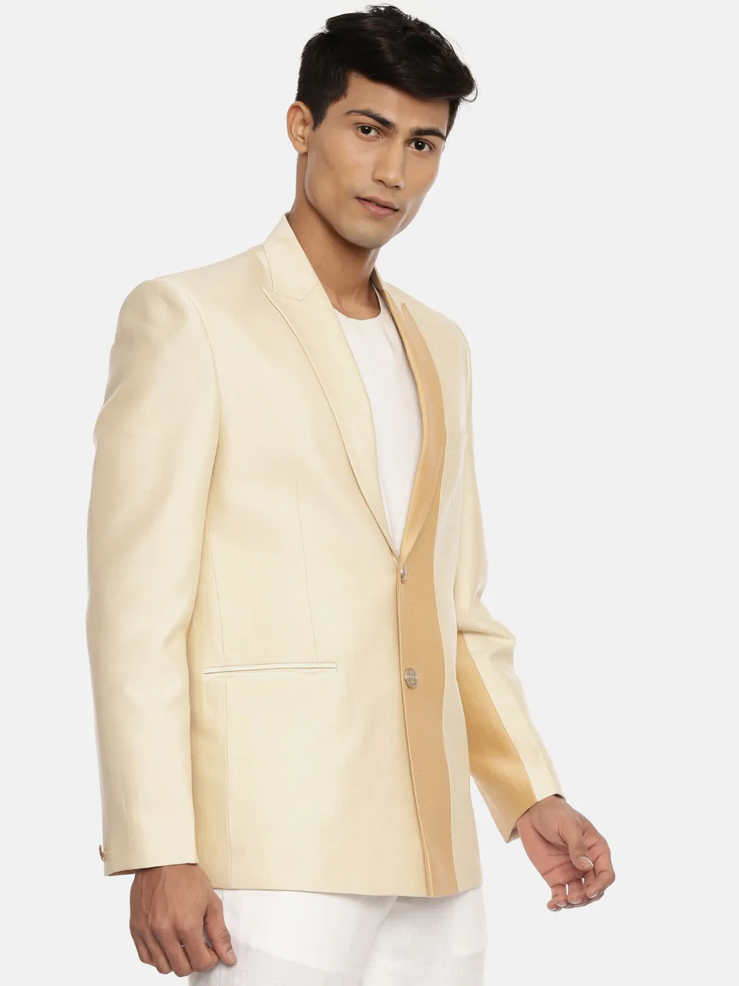 Men's Gold and Beige Formal Jacket  - MMJ083
