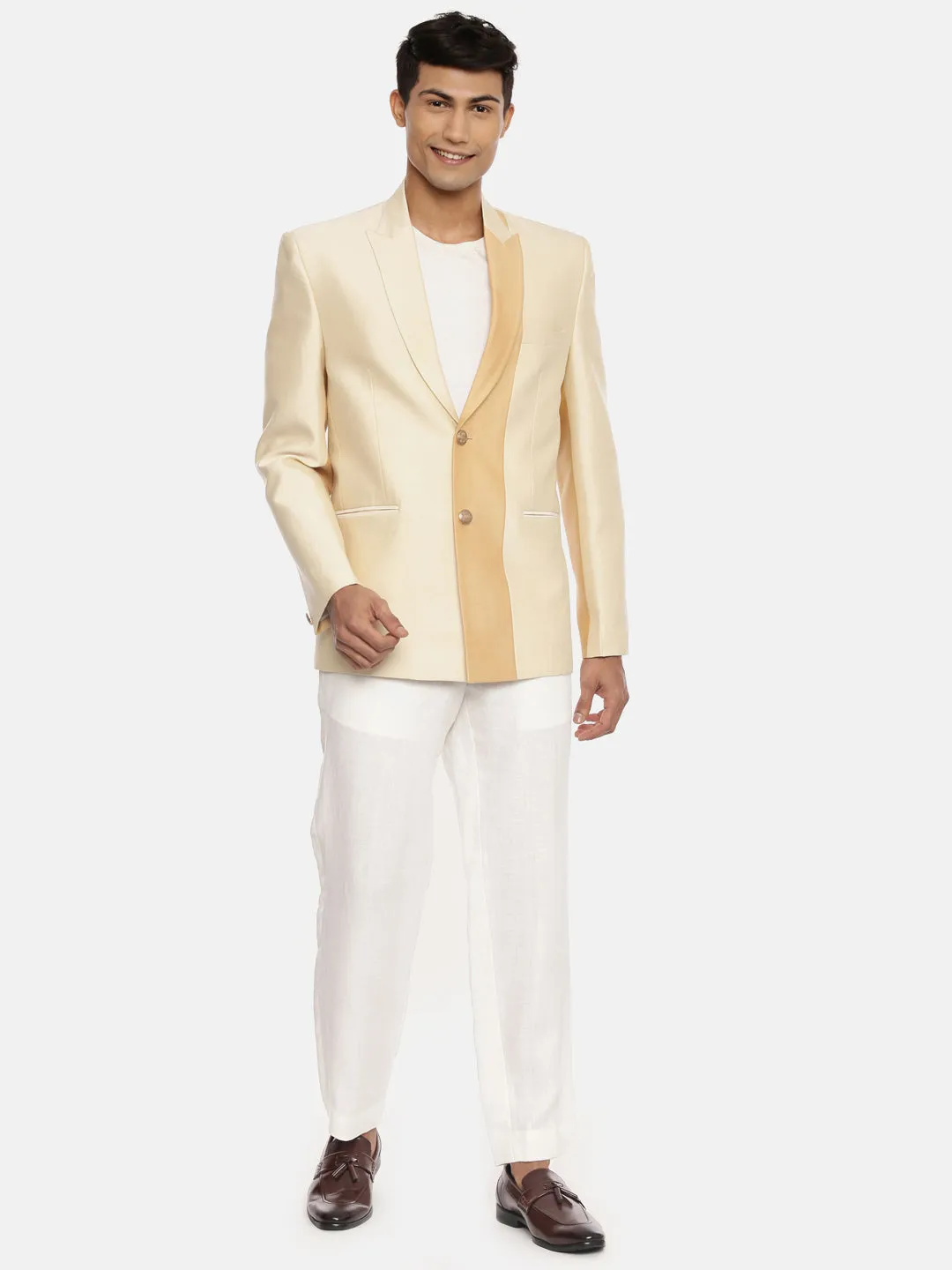 Men's Gold and Beige Formal Jacket  - MMJ083